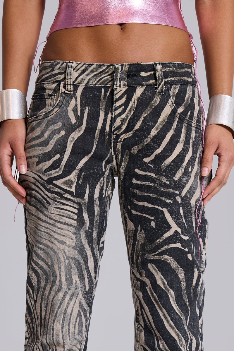 Leona Bootcut Cooper Jeans in Zebra | Jaded London | Clothing