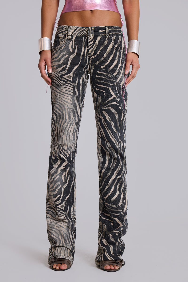 Leona Bootcut Cooper Jeans in Zebra | Jaded London | Clothing