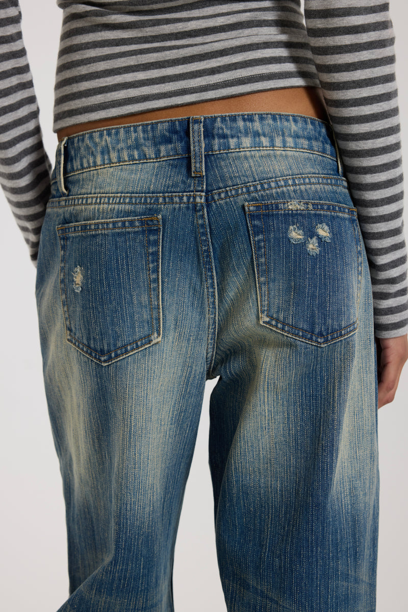 Hunter Loose Straight Leg Jeans in Blue Wash