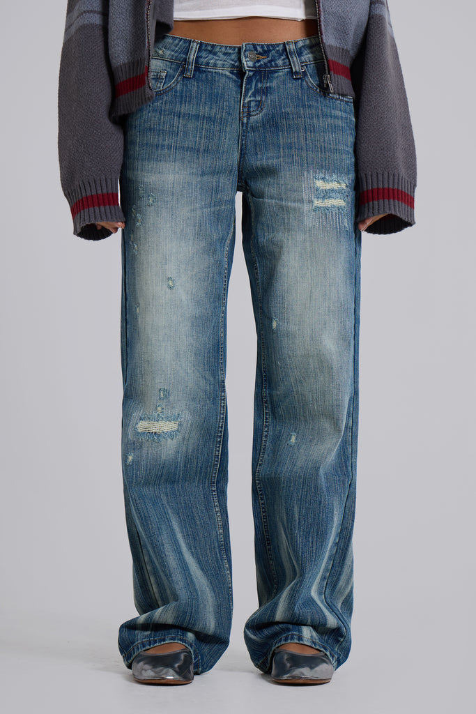 Hunter Loose Straight Leg Jeans in Blue Wash
