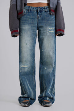 Hunter Loose Straight Leg Jeans in Blue Wash - W28 / Blue