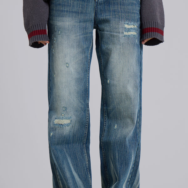 Hunter Loose Straight Leg Jeans in Blue Wash | Jaded London | Clothing