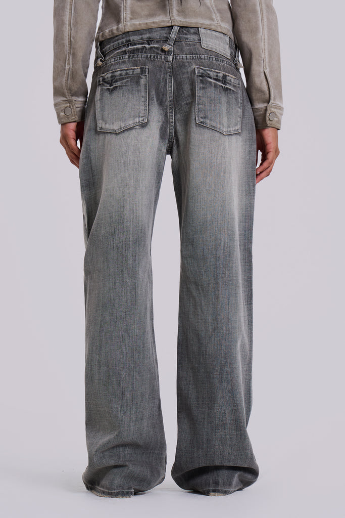 Hunter Loose Straight Leg Jeans in Grey Wash