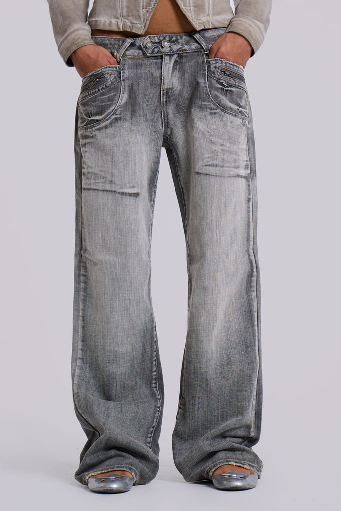Hunter Loose Straight Leg Jeans in Grey Wash
