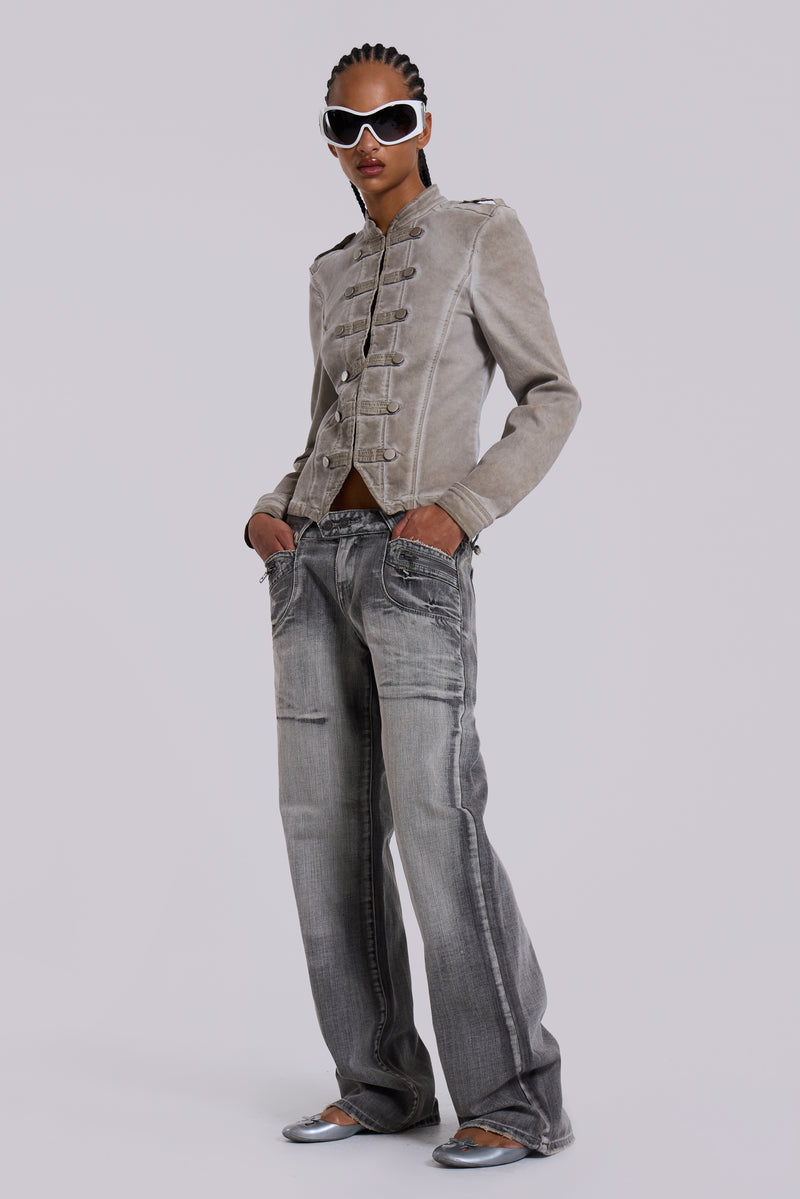 Hunter Loose Straight Leg Jeans in Grey Wash