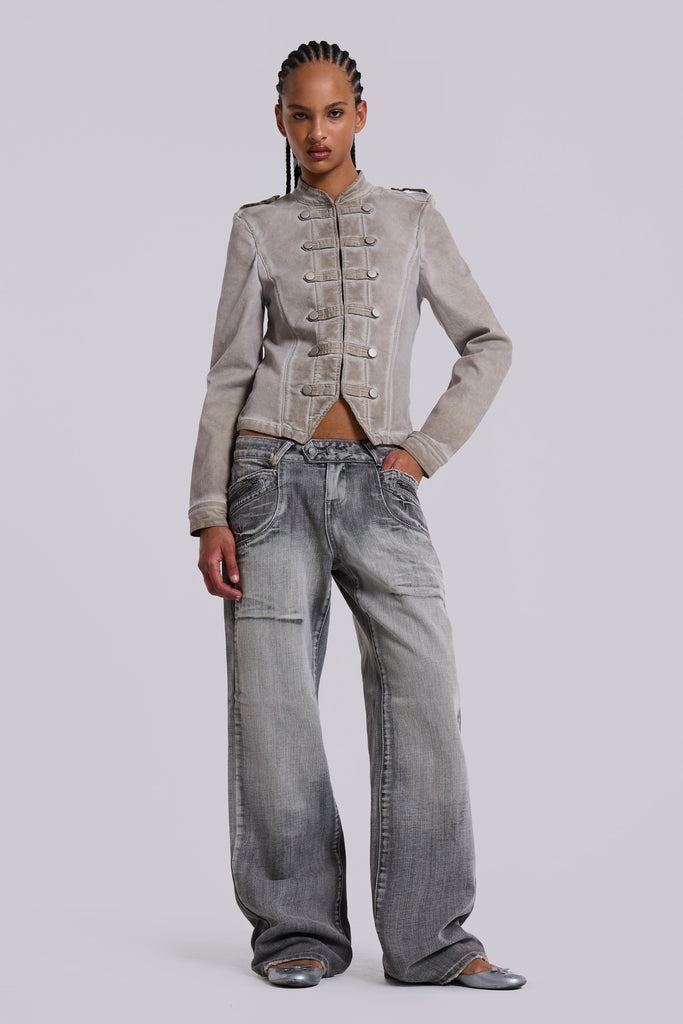 Hunter Loose Straight Leg Jeans in Grey Wash