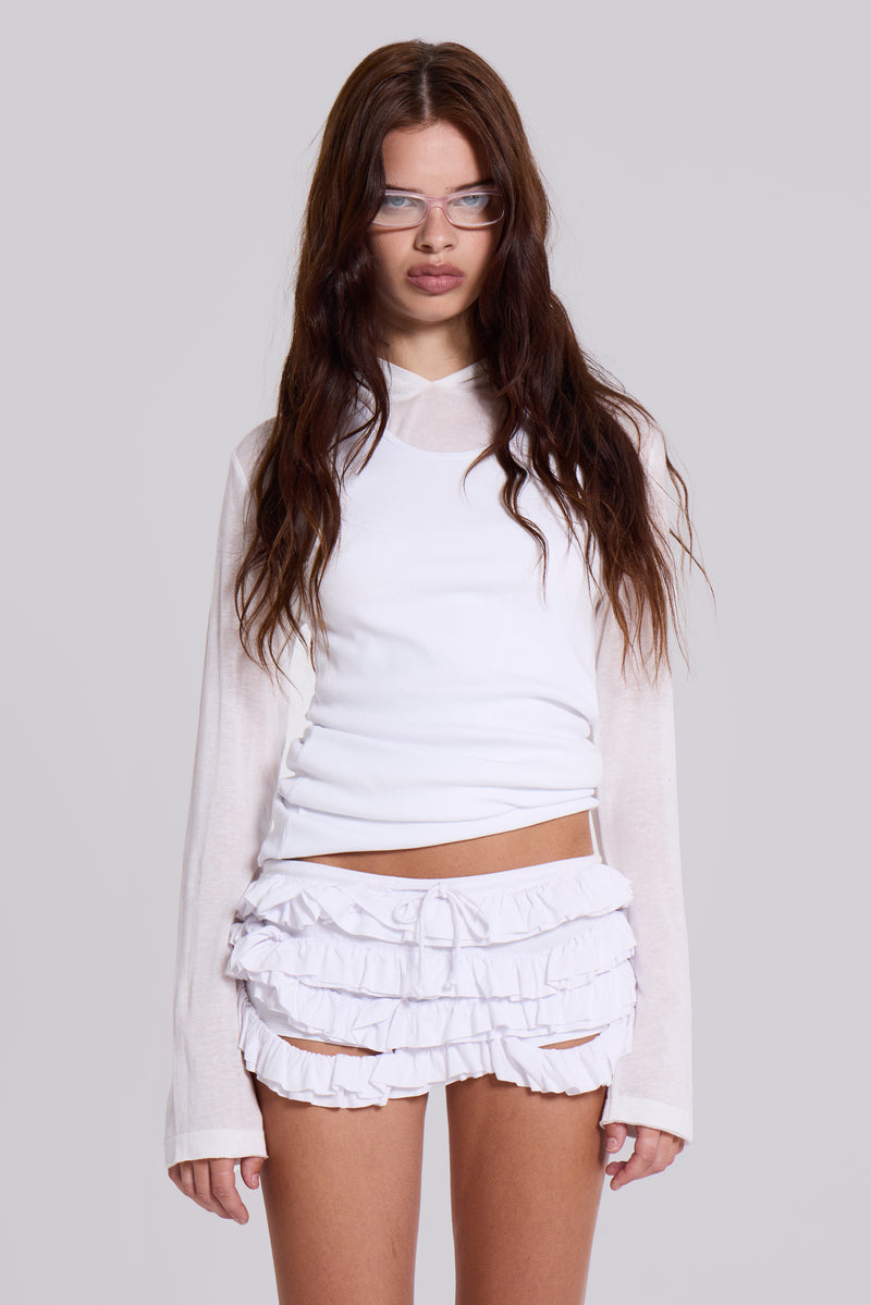 Mya Ruffle Mini Shorts in White