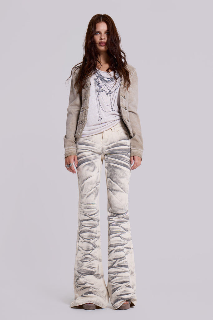 Arctic White Drift Flared Jeans