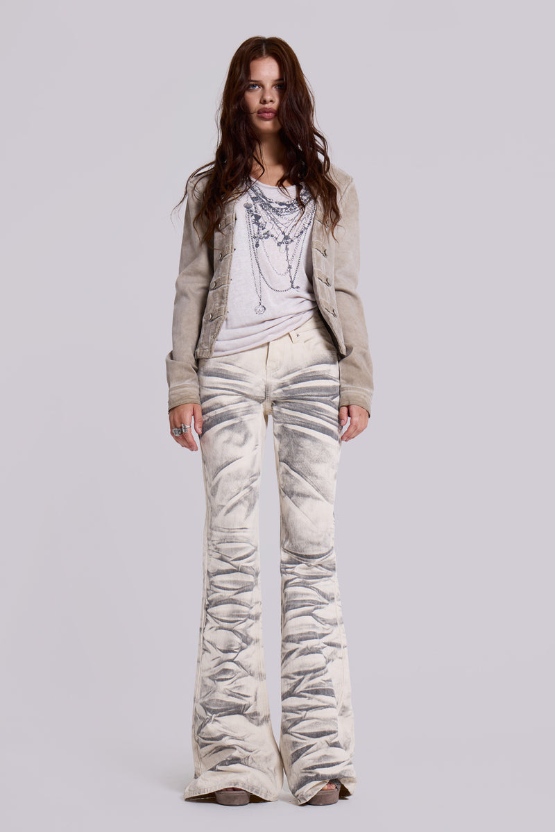 Arctic White Drift Flared Jeans