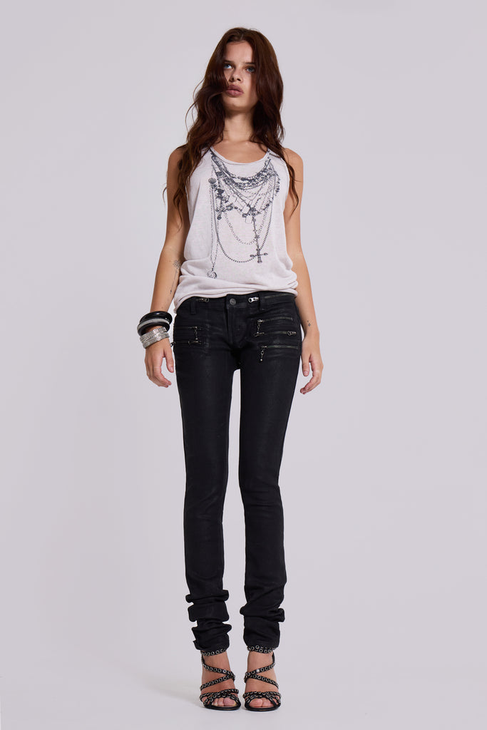 Ardor Coated Low Rise Skinny Jeans