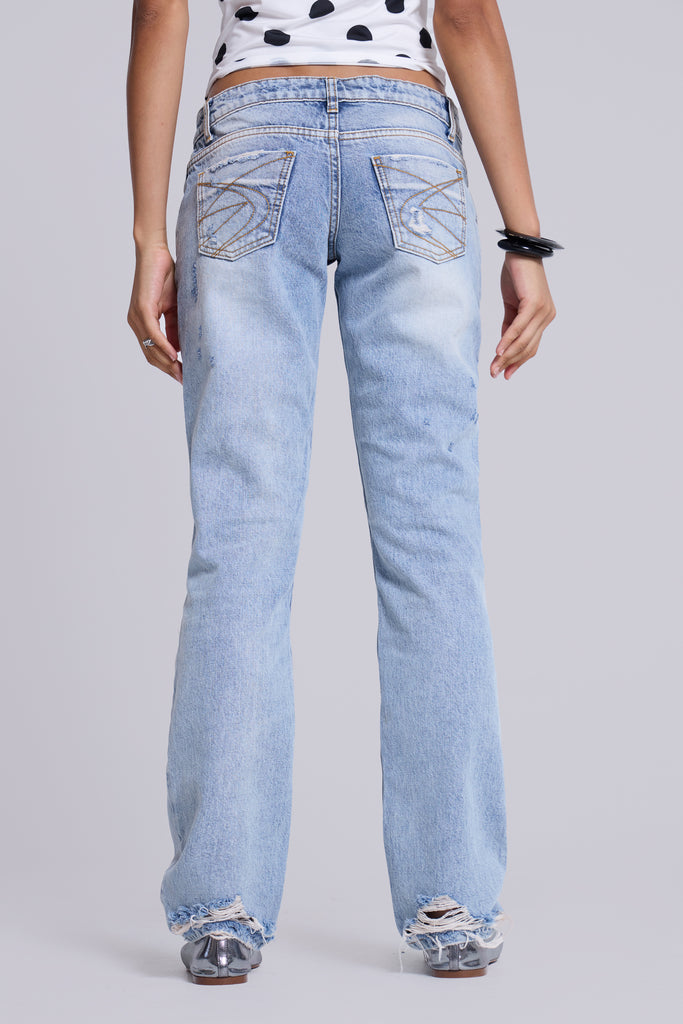 Rider Low Rise Straight Leg Jeans in Light Wash