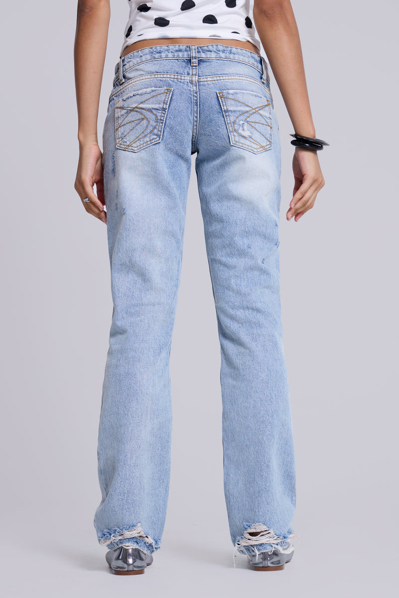 Rider Low Rise Straight Leg Jeans in Light Wash
