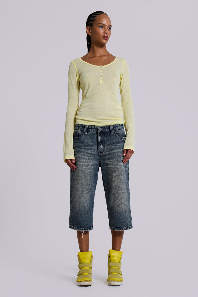 Nia Slim Leg Distressed Jorts