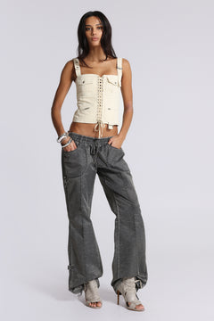 Vire Washed Satin Bootcut Cargos – view 1