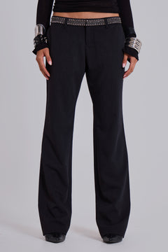 Venissa Embellished Low Rise Tailored Trousers - UK 6 / Black