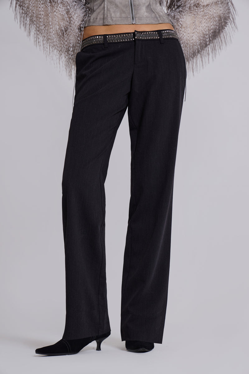 Venissa Embellished Low Rise Tailored Trousers