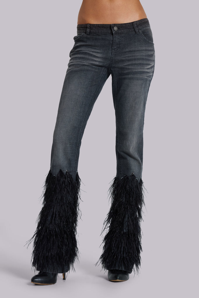 Heron Bootcut Cooper Jeans with Feathers