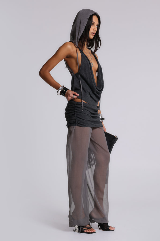 Lurien Backless Hooded Chiffon Knit Top | Jaded London | Clothing