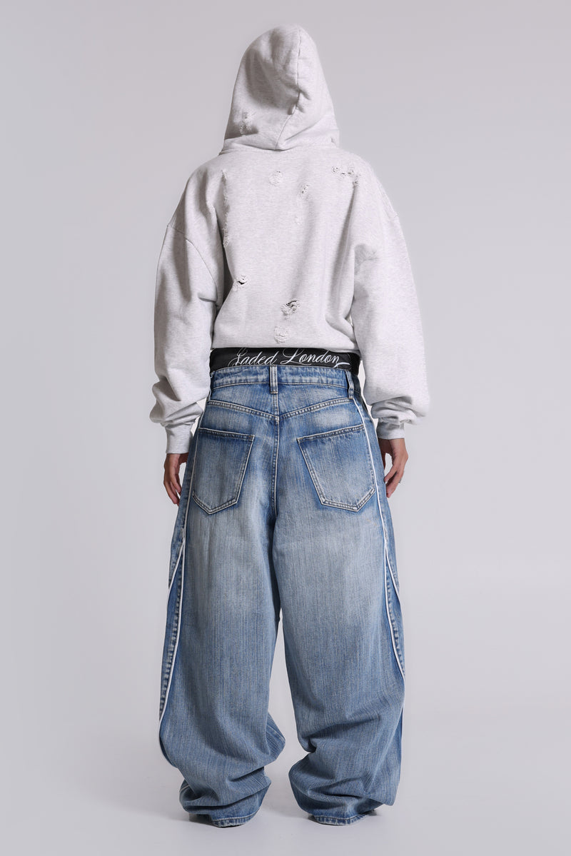 Pullover Bitten Hoodie in Grey Marl | Jaded London | Clothing