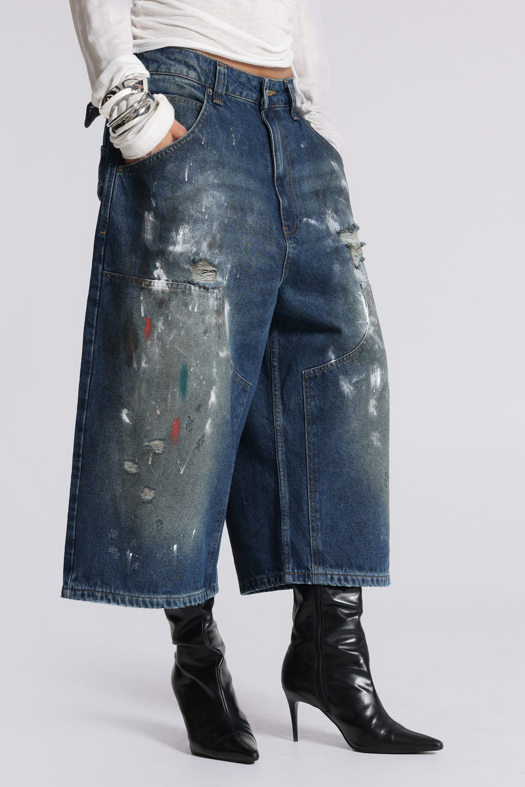 Splatter Crop XL Carpenter Jeans | Jaded London
