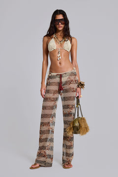 Deva Stripe Knit Trousers - UK 4 / Beige
