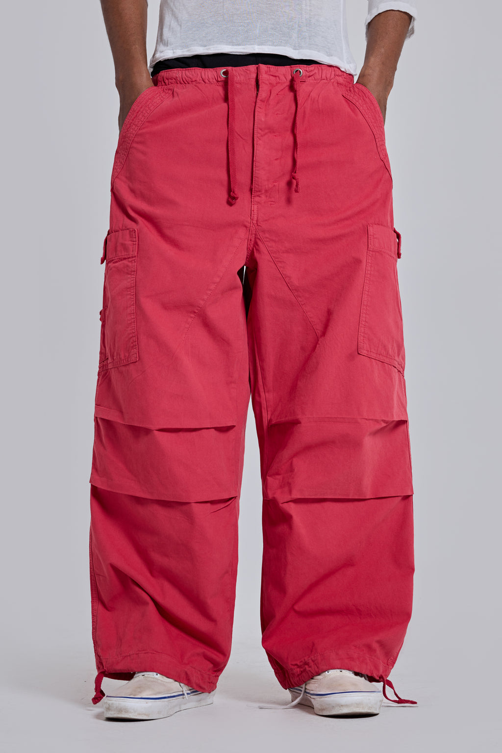 Red Parachute Cargo Pants | Jaded London | Clothing