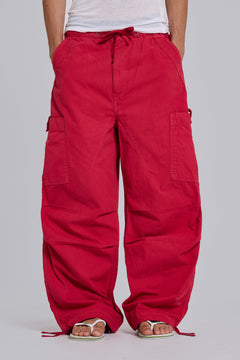 Red Parachute Cargo Pants - XXS / Red
