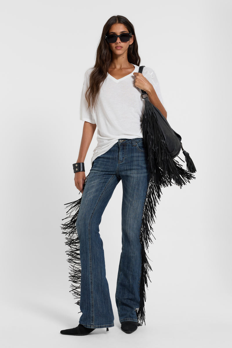 El Topo Fringe Bootcut Jeans in Blue Wash