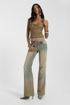 Leni Low Rise Flare Jeans in Dust - W26 / Blue