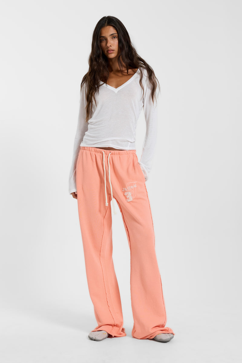 Cleo Slouchy Bootcut Jogger in Coral