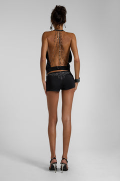 Alula Embellished Mini Shorts in Black - UK 4 / Black