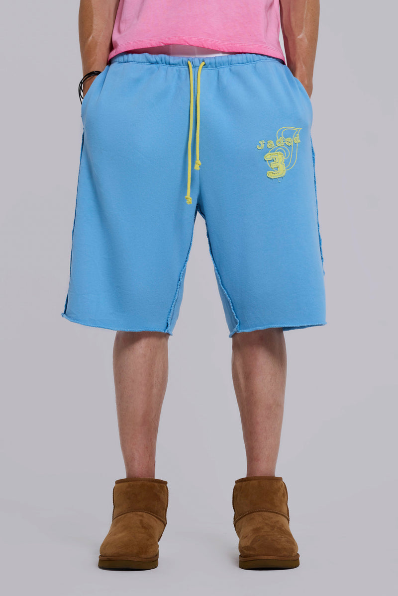 Cleo Slouchy Jogger Shorts in Blue