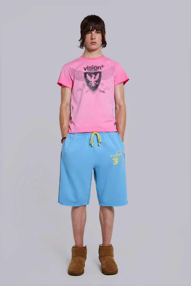 Cleo Slouchy Jogger Shorts in Blue