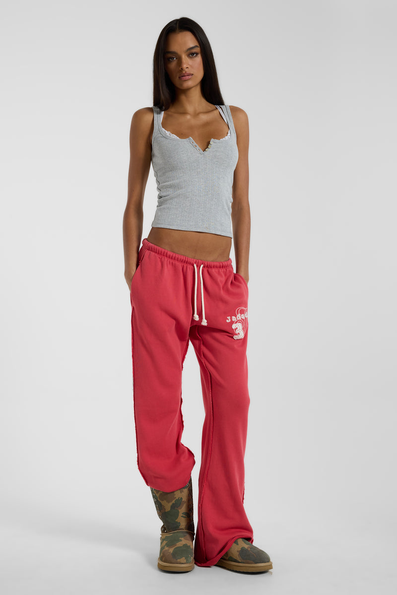 Cleo Slouchy Bootcut Jogger in Red