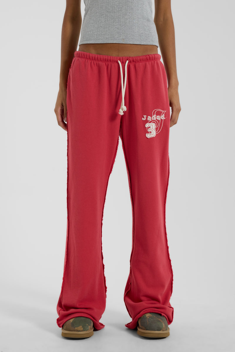 Cleo Slouchy Bootcut Jogger in Red