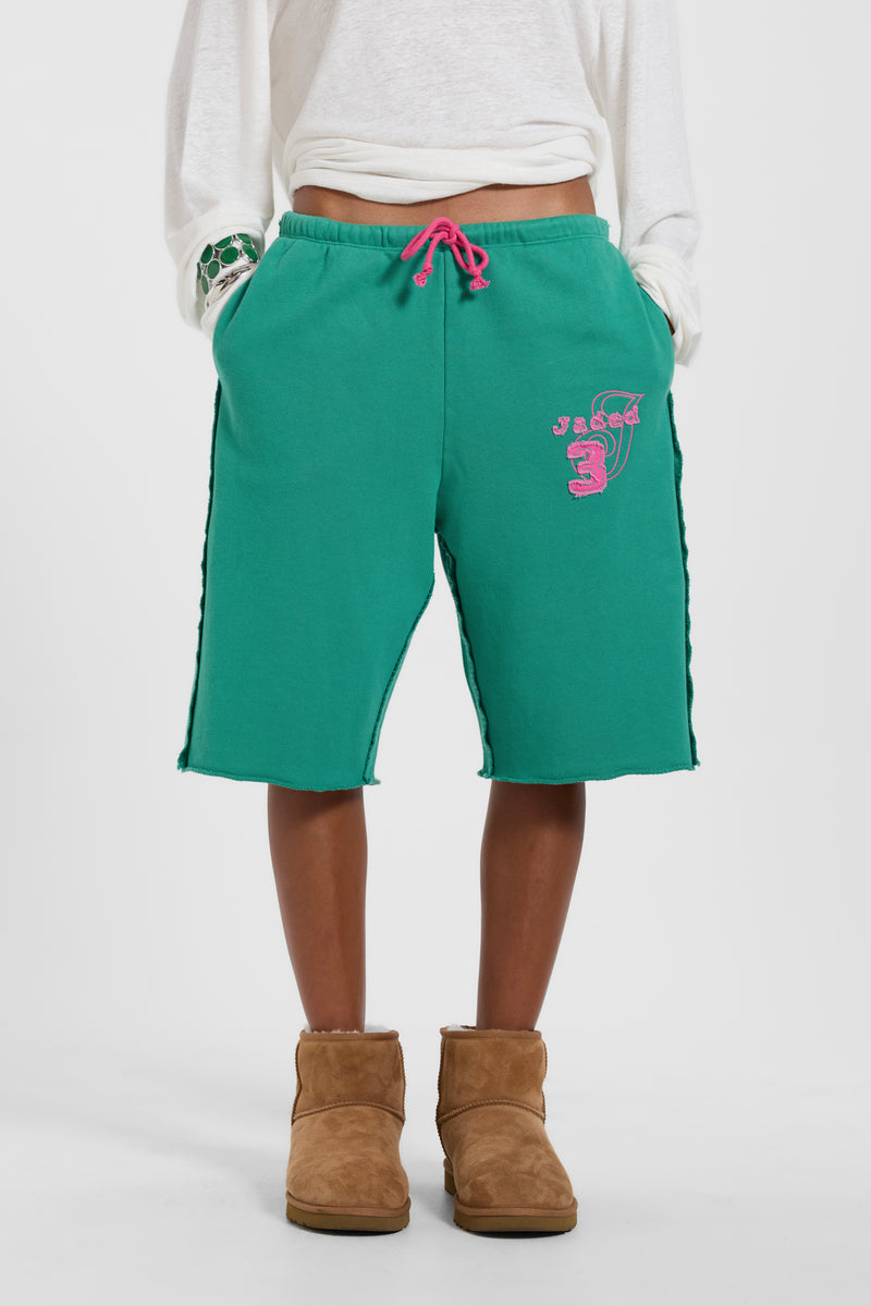 Cleo Slouchy Jogger Shorts in Green