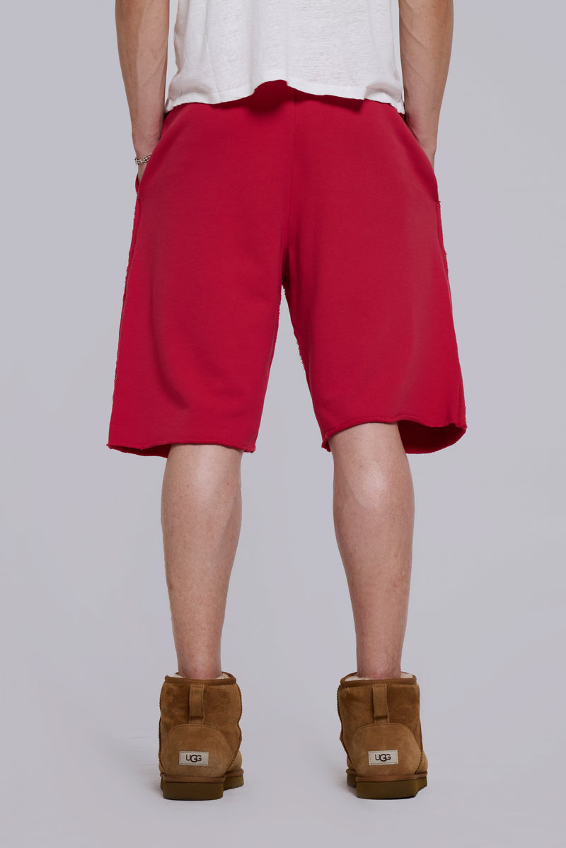 Cleo Slouchy Jogger Shorts in Red