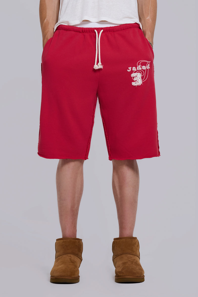 Cleo Slouchy Jogger Shorts in Red