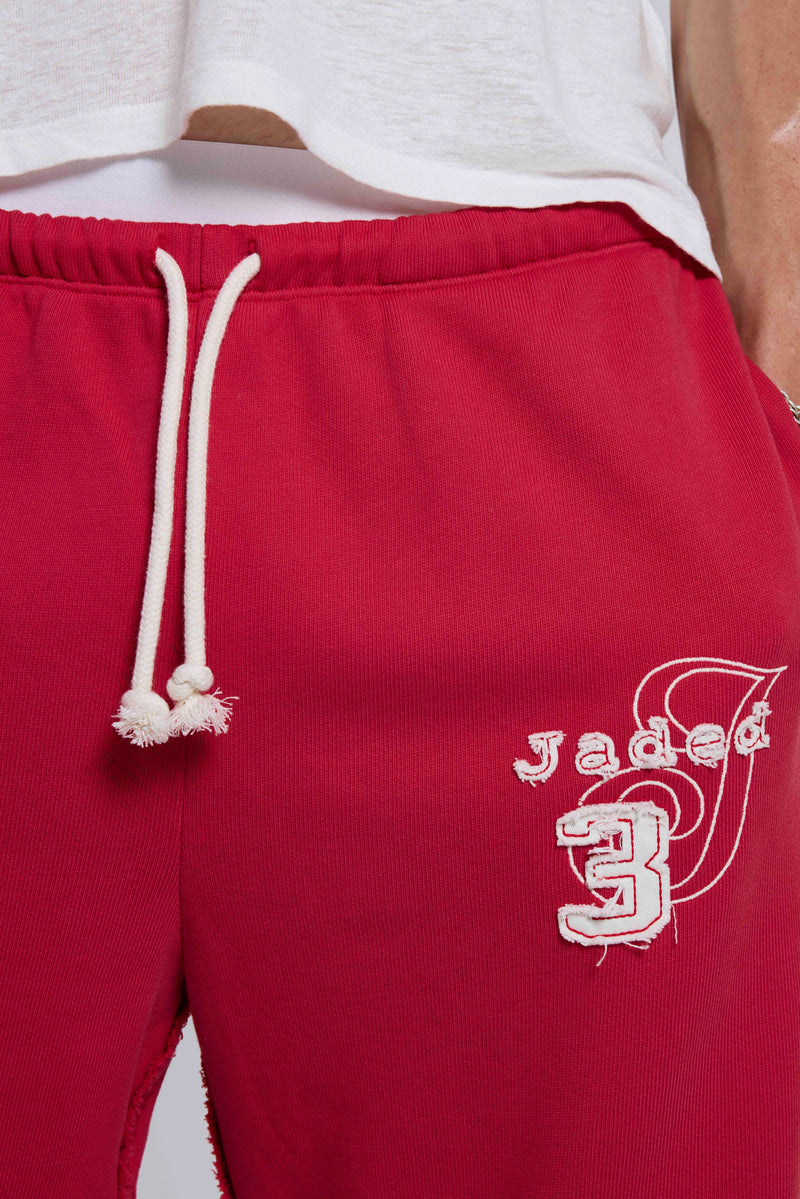 Cleo Slouchy Jogger Shorts in Red