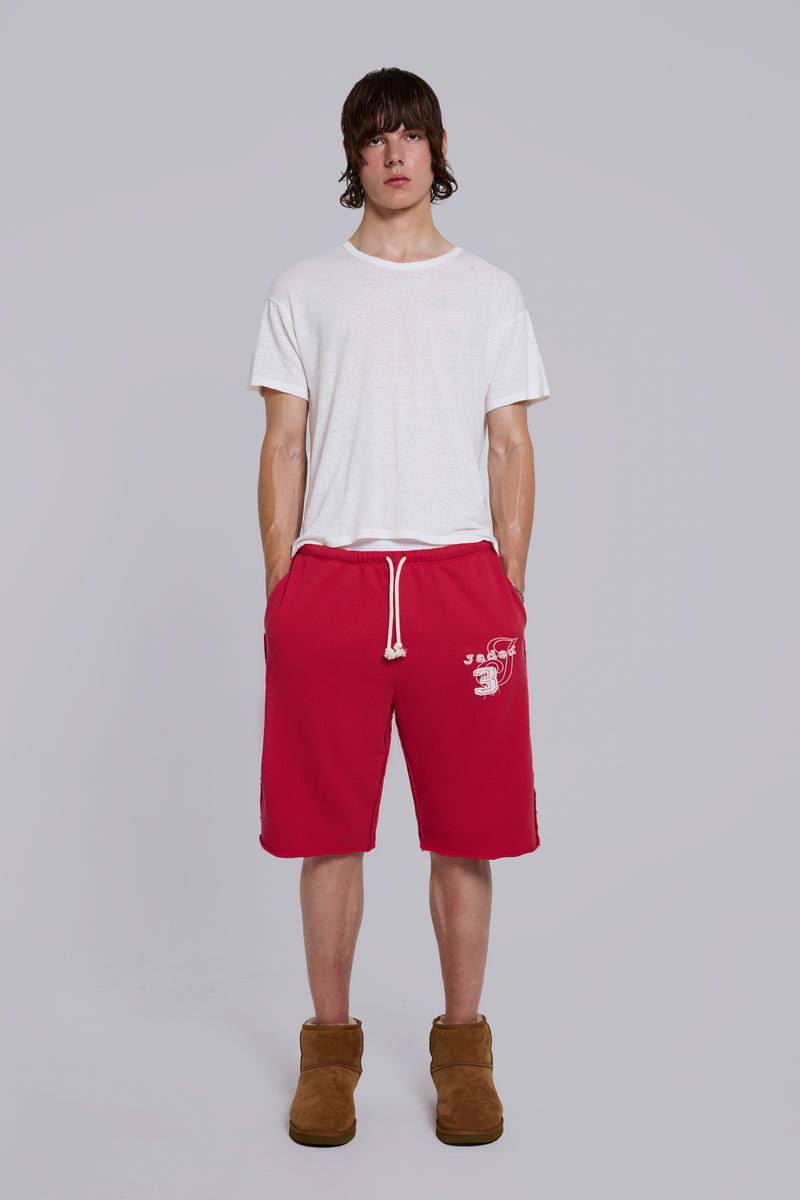 Cleo Slouchy Jogger Shorts in Red