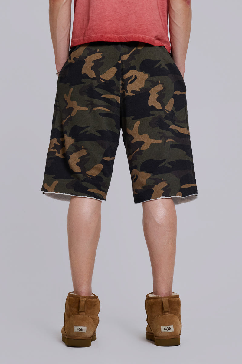 Cleo Slouchy Jogger Shorts in Camo