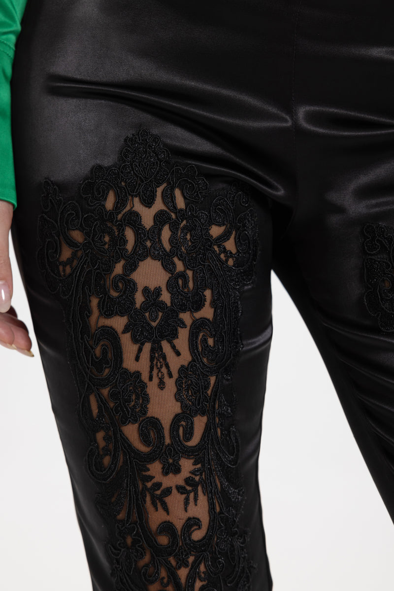 Numa Low Rise Lace Satin Trousers
