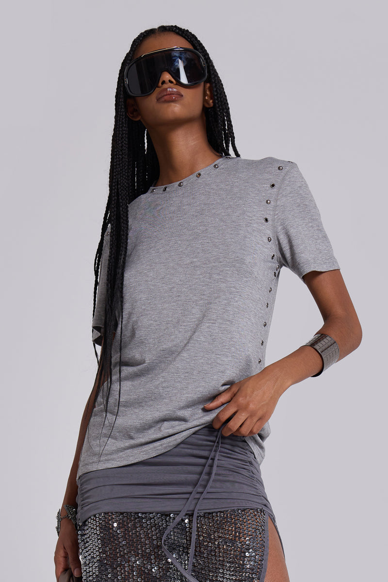 Studded Grey Marl Mist T-Shirt