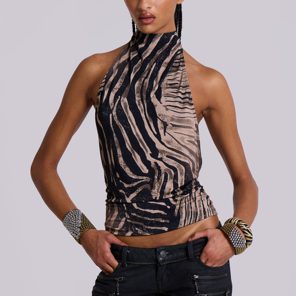 Zebra Zene Backless Top | Jaded London | Clothing