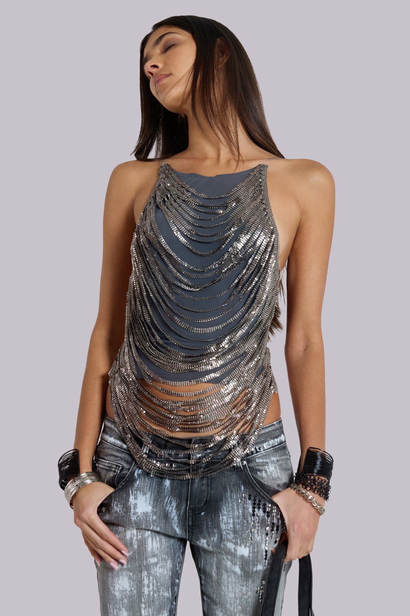 Chain String Top Strings Attached Backless Top in Chainmail | Jaded London | Clothing