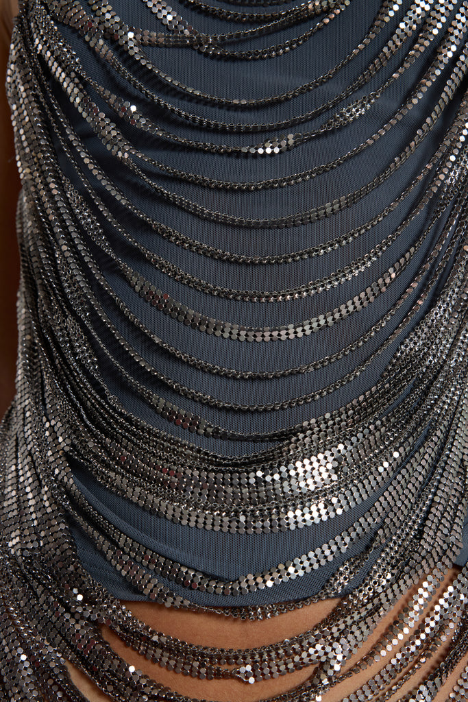 Strings Attached Backless Top in Chainmail