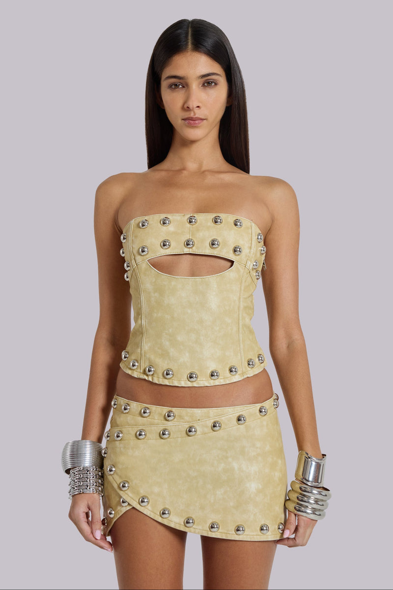 Vinta PU Leather Studded Corset Top