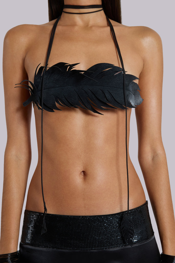 Whisp PU Leather Feather Top