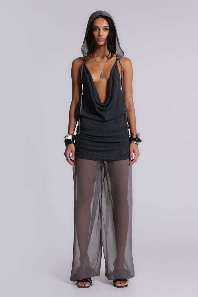 Lurien Backless Hooded Chiffon Knit Top | Jaded London | Clothing