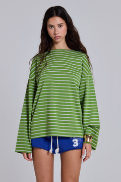 Klyne Stripe Long Sleeve Top - L / Green
